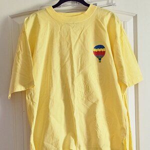 Vintage Women's SK Sport Yellow 2 Piece Set Top Pants Hot Air Balloons Size S